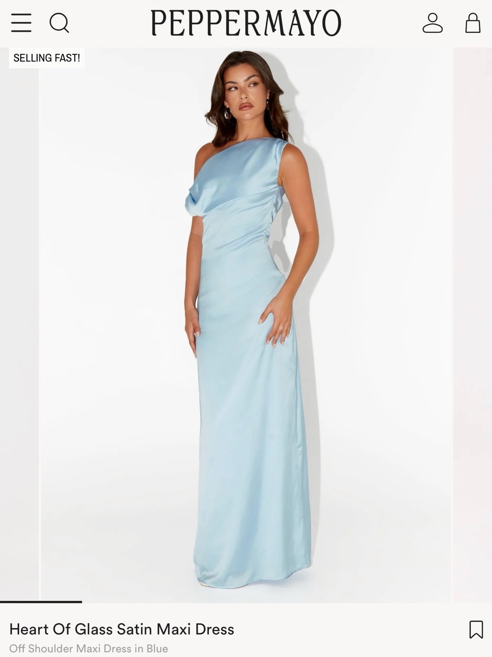 Peppermayo Heart Of Glass Satin Maxi Dress Blue Size Small US 4